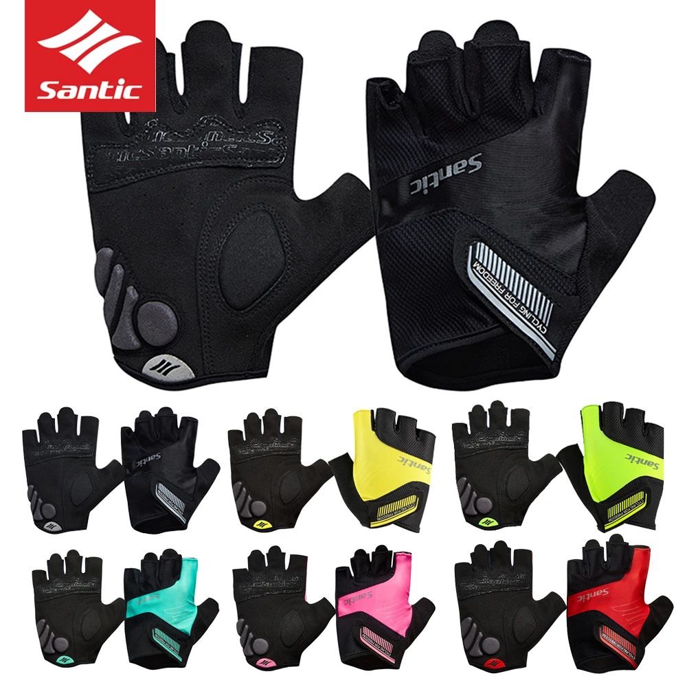 Santic красочные велосипедные перчатки без пальцев спортивные перчатки из дышащего материала перчатки Нескользящие Pro велосипедные перчатки для мужчин женщин MTB велосипеда