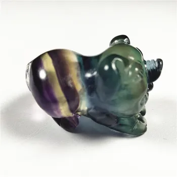 

Hot sale Hand-made Rainbow Fluorite Pig for Home Decoration