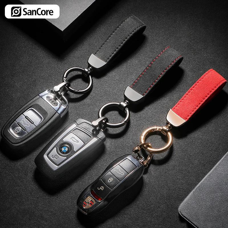 SanCore الأعمال نمط الكانتارا سيارة مفتاح سلسلة أحزمة هاتف المحمول ل 5 لون جديد الأزياء حلقة حقيبة اكسسوارات