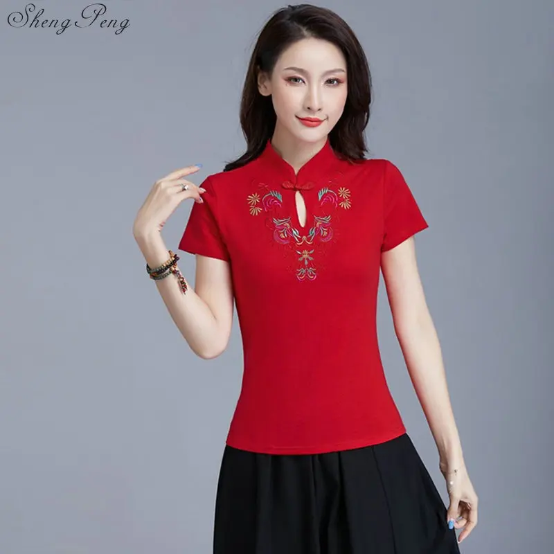 Китайская одежда, топы, традиционный стиль, Cheongsam, топы, Qipao, летние, короткие, жаккардовый, хлопок, Тан, костюм, Vetement, рубашка, Q705