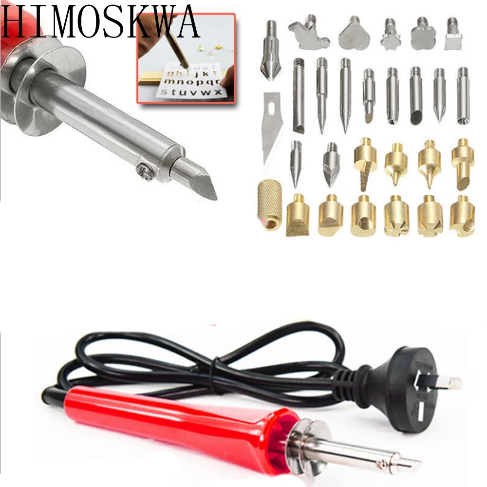 HIMOSKWA 30pcs Soldering Iron Carving Pyrography Tool Wood Working Burning Pen Welding Tips 220V