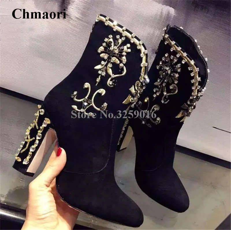 bling heel boots