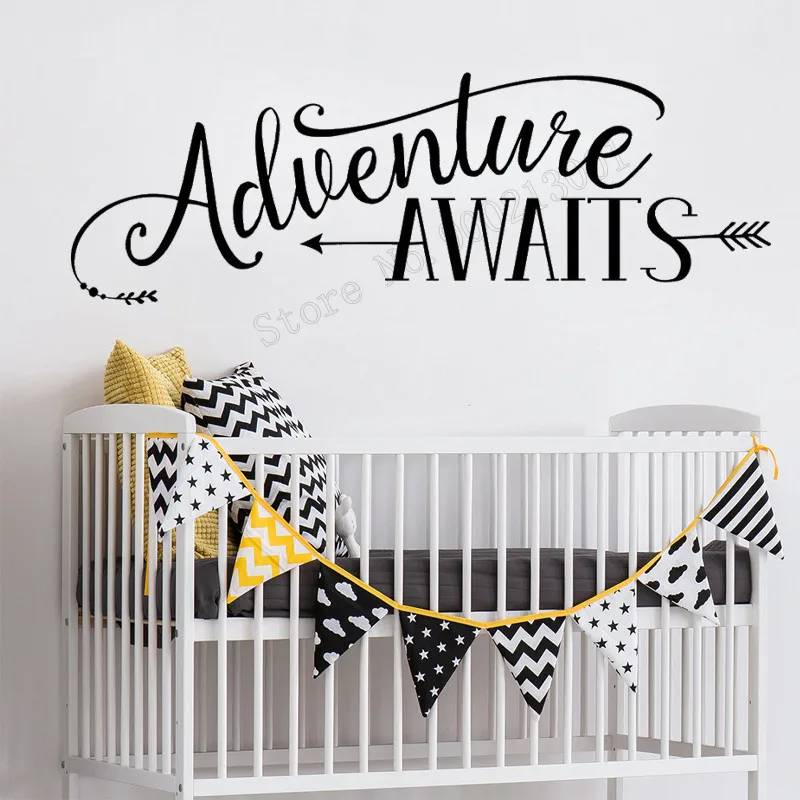 

Wall Art Sticker Adventure Awaits Room Decoration Sweet Room Decal Vinyl Removeable Fashion Ornament Kidsroom Poster Mural LY506