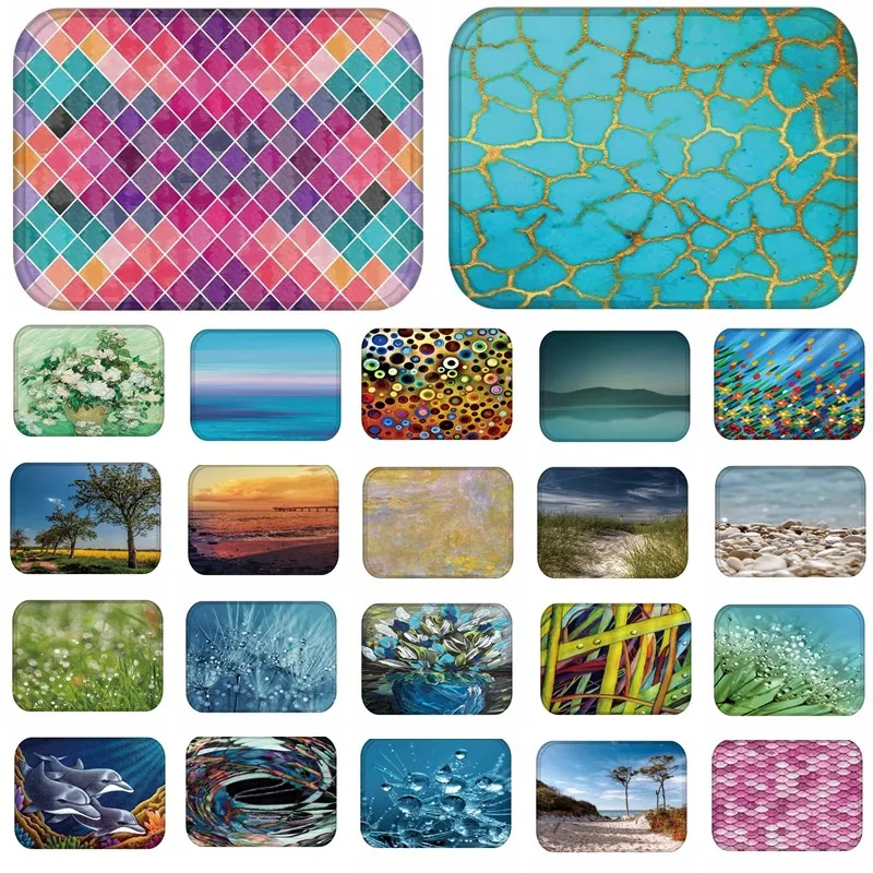 1pcs 40*60cm Flower Ocean Beach pattern Anti-Slip Suede Carpet Door mat doormat Outdoor Kithchen Living room Floor Mat Rug 48136 1pcs 40*60cm Flower Ocean Beach pattern Anti-Slip Suede Carpet Door mat doormat Outdoor Kithchen Living room Floor Mat Rug 48136