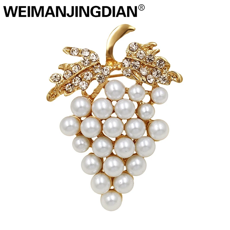 WEIMANJINGDIAN брендовые Позолоченные искусственные жемчужины брошь виноград Pins для