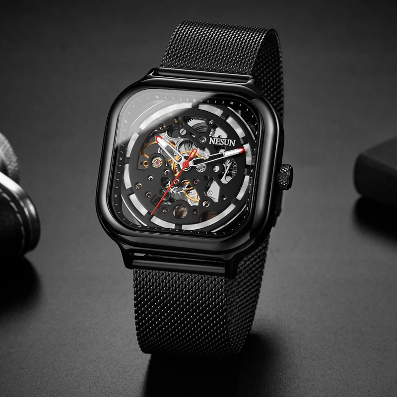 

Switzerland Nesun Automatic Mechanical Watch Skeleton Clock Men Luxury Brand Men's Watches Waterproof relogio masculino N9505G-3