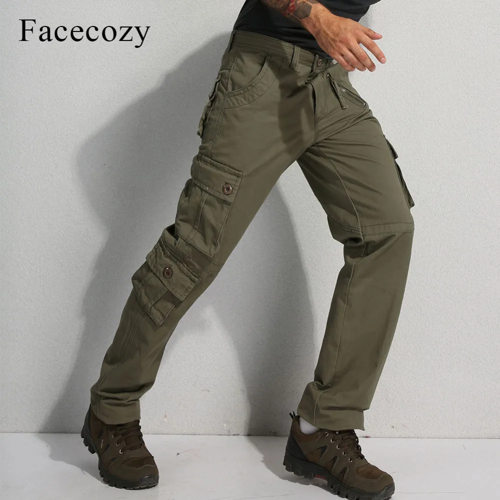 Facecozy الرجال التكتيكية العسكرية الصيد دائم المشي السراويل الذكور في الهواء الطلق متعدد جيوب يندبروف التخييم الرحلات البضائع السراويل