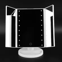Portable Three Folding Table LED Lamp Luminous Makeup Mirror Cosmetic Mirror Adjustable Tabletop Countertop Light Mirror wholesale folding desk type led cosmetic mirror portable makeup mirror with support for dressers