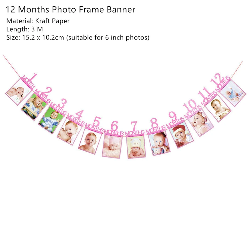 Детская Гирлянда для мальчиков и девочек, детская гирлянда с воздушным шаром, украшения для дня рождения, вечерние украшения для детей - Цвет: photo frame banner P