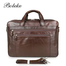 Высококачественная Мужская сумка через плечо из натуральной воловьей кожи 17 дюймов портфели для Ноутбуков Портфель винтажная сумка через плечо 7319