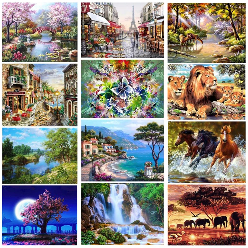 Full Rhinestone 5D DIY Diamond Painting Landscape Garden Embroidery Cross Stitch Mosaic Home Decor Christmas JK | Дом и сад