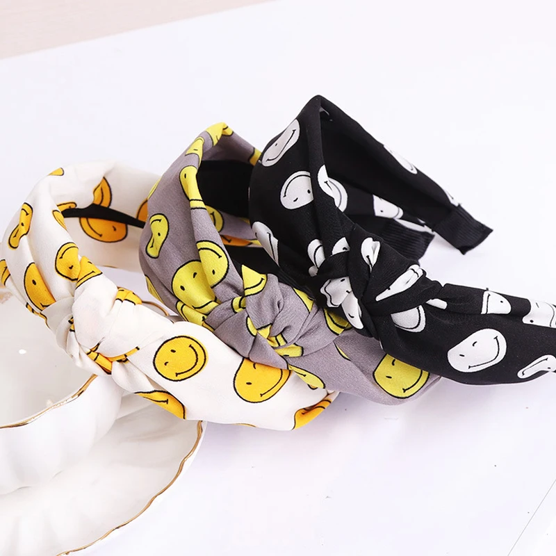 

Fashion Cartoon Smile Face Hairband Emoji Bowtie Chiffon Headband Hoop Fashion Hair Accessories for Women Girls Hair Ornaments