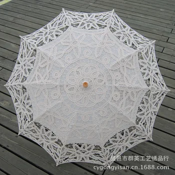 

New Fashion Lace Sun Umbrella Parasol Embroidery Bride Umbrella White Ivory Wedding Umbrella Ombrelle Dentelle Parapluie Mariage