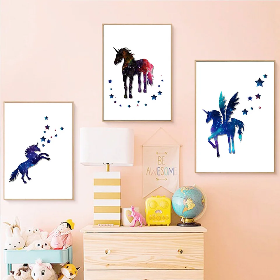 Creative-Starry-Sky-Horse-Posters-And-Print-Art-Canvas-Painting-Wall-Pictures-For-Kids-Rooms-Decor