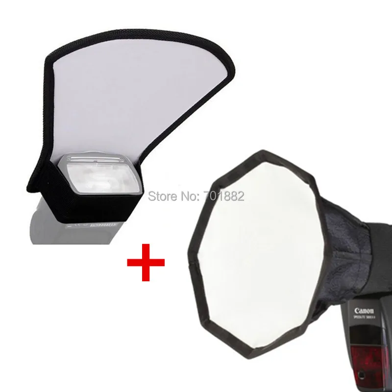 Portable mini softbox flash reflector silver and white color 2in1
