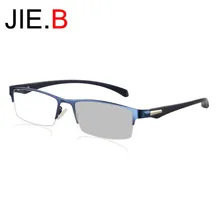JIE. B титановый сплав Половина рамки переход фотохромные очки для чтения гибкие дужки ноги Мужской пресбиопии