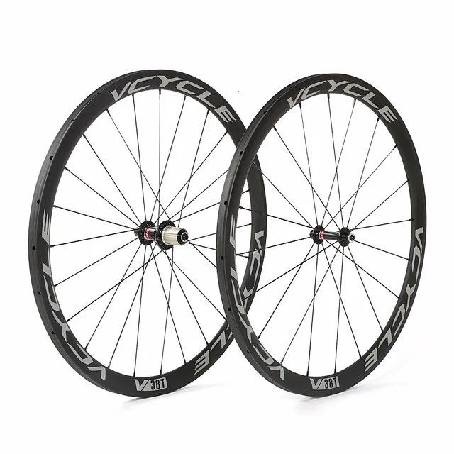 Cheap VCYCLE V38T Ultra Light Carbon Wheels 38mm Tubular Wheelset for 700C Racing Road Bicycle 1170g