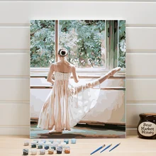 Краска по номерам, холст, набор для рисования, танцовщица, посылка для рисования, акриловая краска, раскраска, картина, один набор для взрослых женщин, 40x50 см