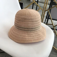 Для женщин Папирус Вязание ведро Шапки одноцветное дышащие летние шапки женские летние Sunproof Dome Beach Шапки Повседневное шапки для взрослых