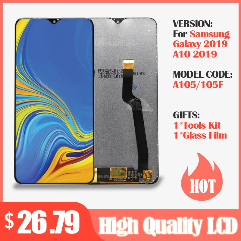 

6.2" LCD For Samsung Galaxy A10 A105 A105F SM-A105F LCD Display +Touch Screen Replacement Digitizer Assembly Spare Parts