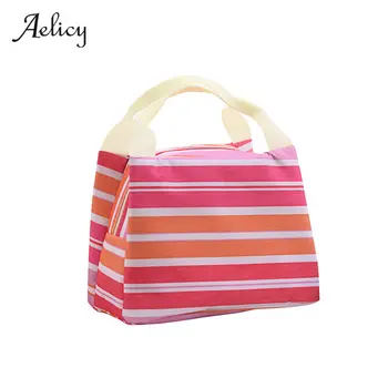 

Aelicy 2020 Fashion Portable Insulated Lunch Bag Picnic Lunch Bags for Women Kids New Stripe Cooler Bag Warm And Cold Bag 0914