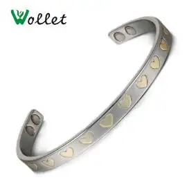 Wollet ювелирные изделия из чистой меди био магнитный браслет браслеты для мужчин женщин Открытый манжета от артрита ревматизма здоровья - Окраска металла: Heart-shaped