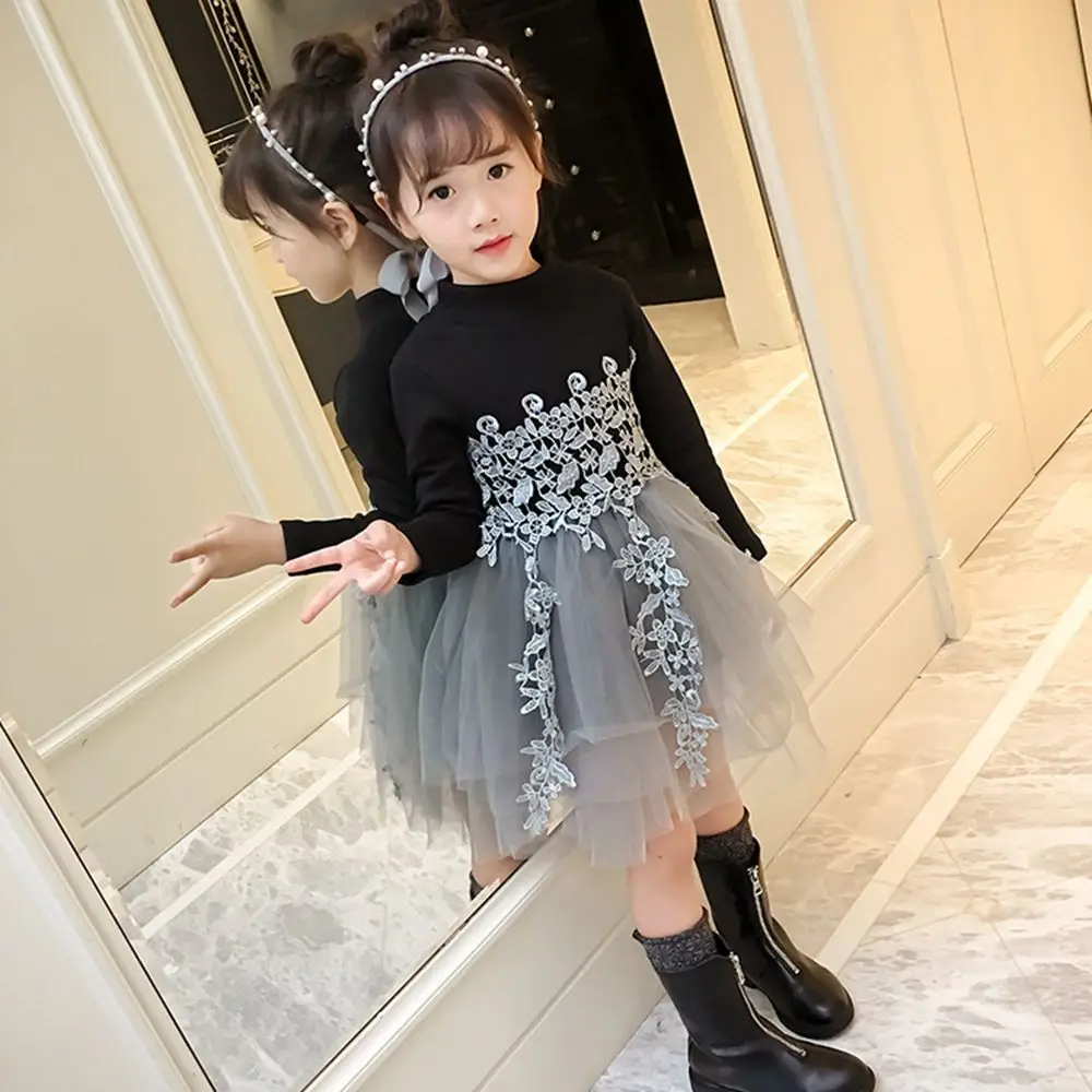 

Children's clothing 2017 winter girl knitting sweater dress female baby knitting princess yarn dress girl long sleeve for kids