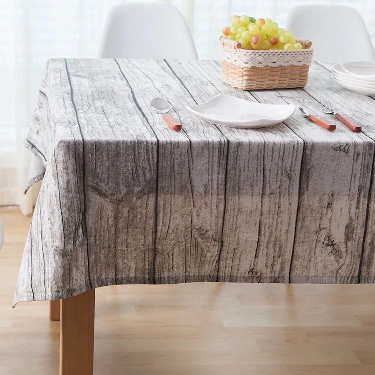NEW Vintage Wood Grain Table Cloth Simulation Patterned Rustic Tablecloth Rectangle Table Cover