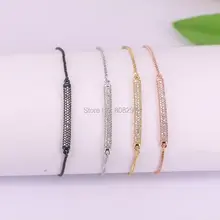 10 шт микро проложить Циркон CZ длинный трубчатый соединитель бусины Шарм Браслет В регулируемом размере