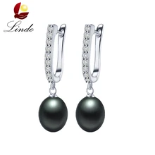 8 видов черных жемчужных сережек, АААА высокое качество, 925 пробы серебряные ювелирные изделия для женщин, модные вечерние сережки с подарочной коробкой