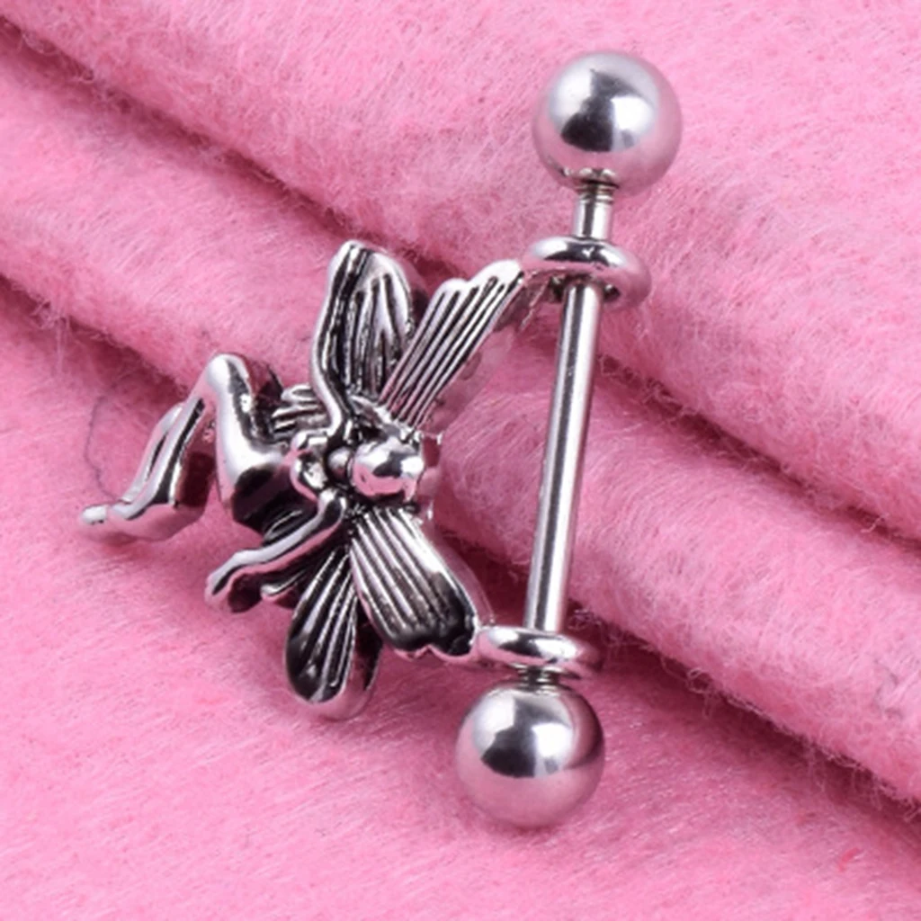 1 Pair Lucky Charms Angel Fairy Design 16g Nipple Ring Bar Shields Body Jewelry Piercing