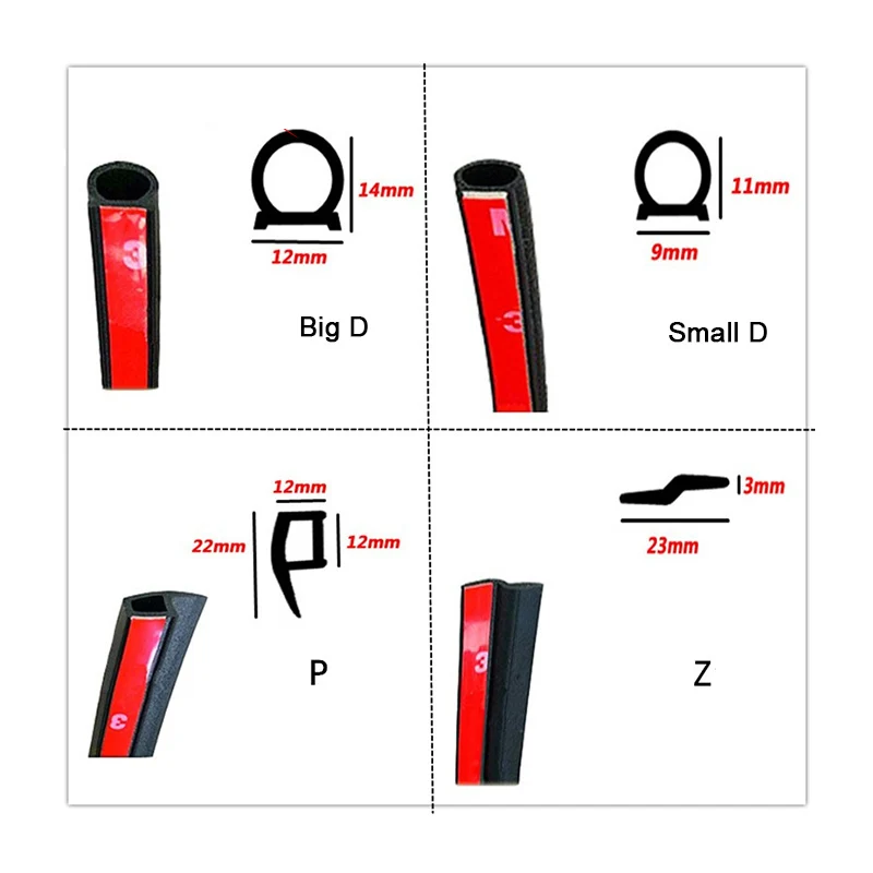 

4 meters big D small D Z P type 3M car rubber seal soundproof sealing strip edge trimming car sticker anti-collision strip