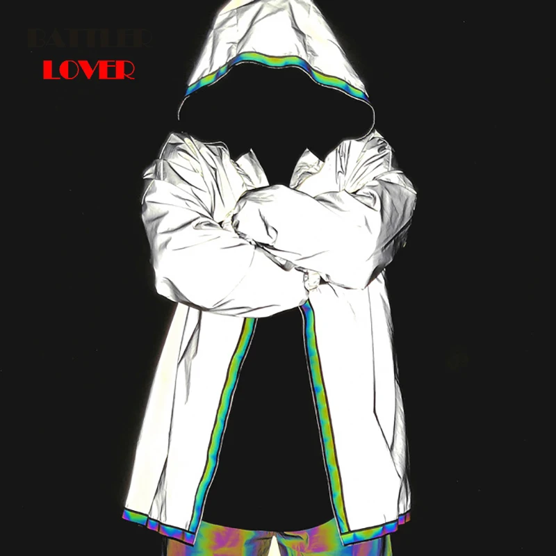 Men Jacket Hip Hop Windbreaker M Reflective Jacket Coat Hooded Fluorescent Clothing Men's Waterproof Night Light Hoody Jackets Men Jacket Hip Hop Windbreaker M Reflective Jacket Coat Hooded Fluorescent Clothing Men's Waterproof Night Light Hoody Jackets