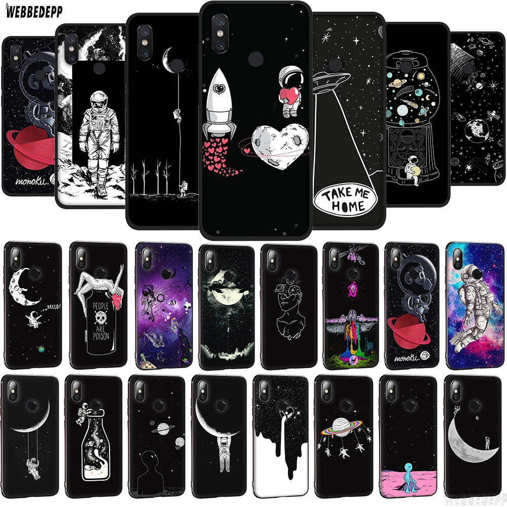 WEBBEDEPP Art space astronaut skate moon TPU чехол для телефона Xiaomi Mi 8 A2 Lite A1 9 SE Mix 2s Max 3 POCOPHONE F1 мягкий |