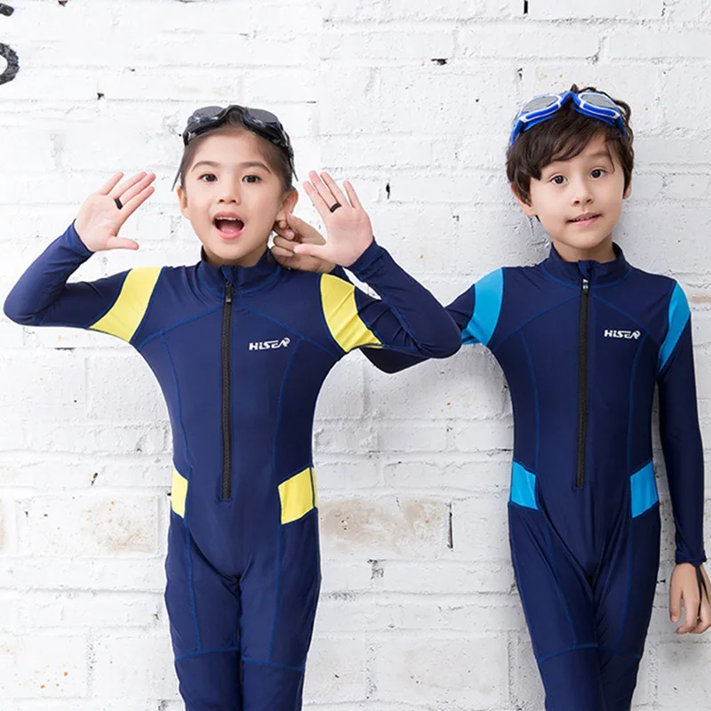 Детские гидрокостюмы, рашгарды для девочек и мальчиков, детские спортивные костюмы для плавания, дайвинга, костюм для плавания с защитой от ультрафиолета, цельный купальный костюм с длинными рукавами