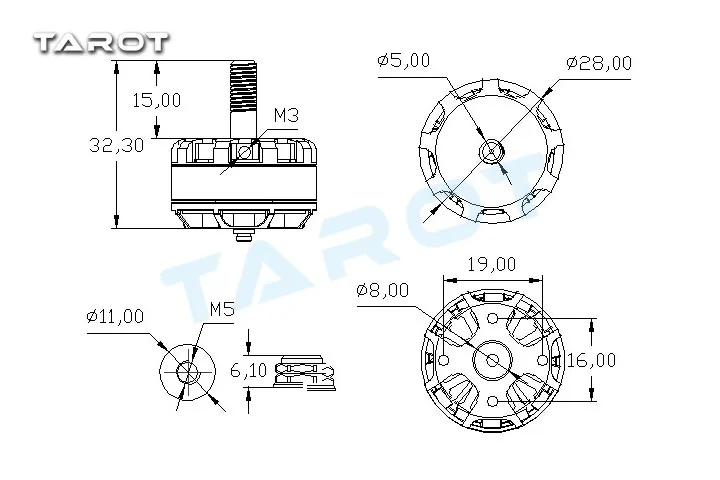 Мотор Квадрокоптер terot MT2205 II 2300KV CW W TL400H14 / CCW B TL400H15 для DIY Радиоуправляемый