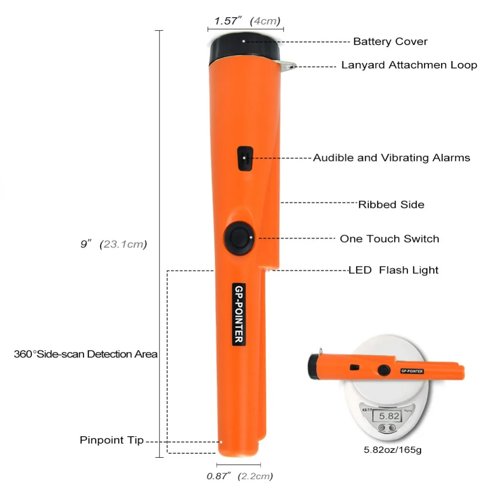Чувствительный металлоискатель GP Pinpoint GP-Pinpointing водонепроницаемый ручной статической индукции с браслетом