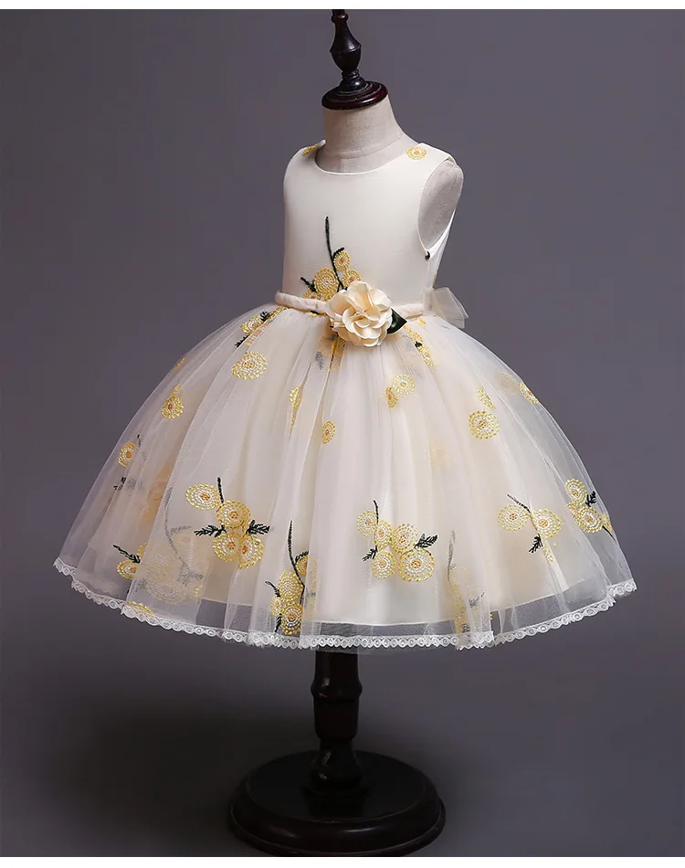 Элегантный для девочек в цветочек свадьба; Вечеринка платья с принтом для девочек первый платье для сцены для Евхаристия вечерние платья