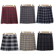 XS-3XL Harajuku 2016 Women Fashion Summer high waist pleated skirt Wind Cosplay plaid skirt kawaii Female Skirts