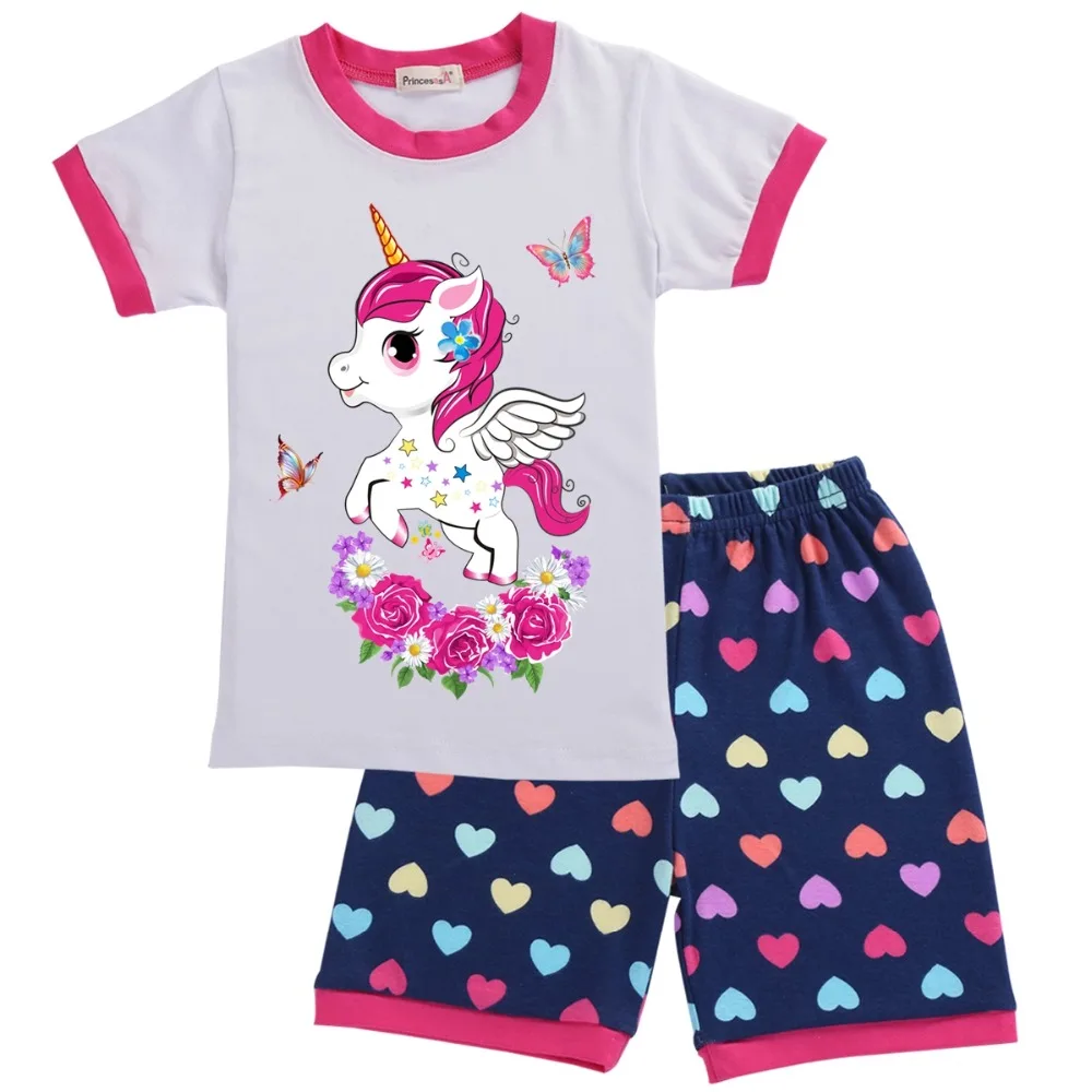 

2019 Summer Newborn Boy Children Unicorn Baby Girls Clothes Sweatshirt Shorts 2pcs Set Boutique Outfit Cotton Baby Tracksuit Set