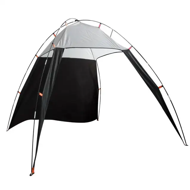 Portable Outdoor Beach Canopy Sun Shade Triangle Tent Shelter for Camping Fishing (Black and Grey)