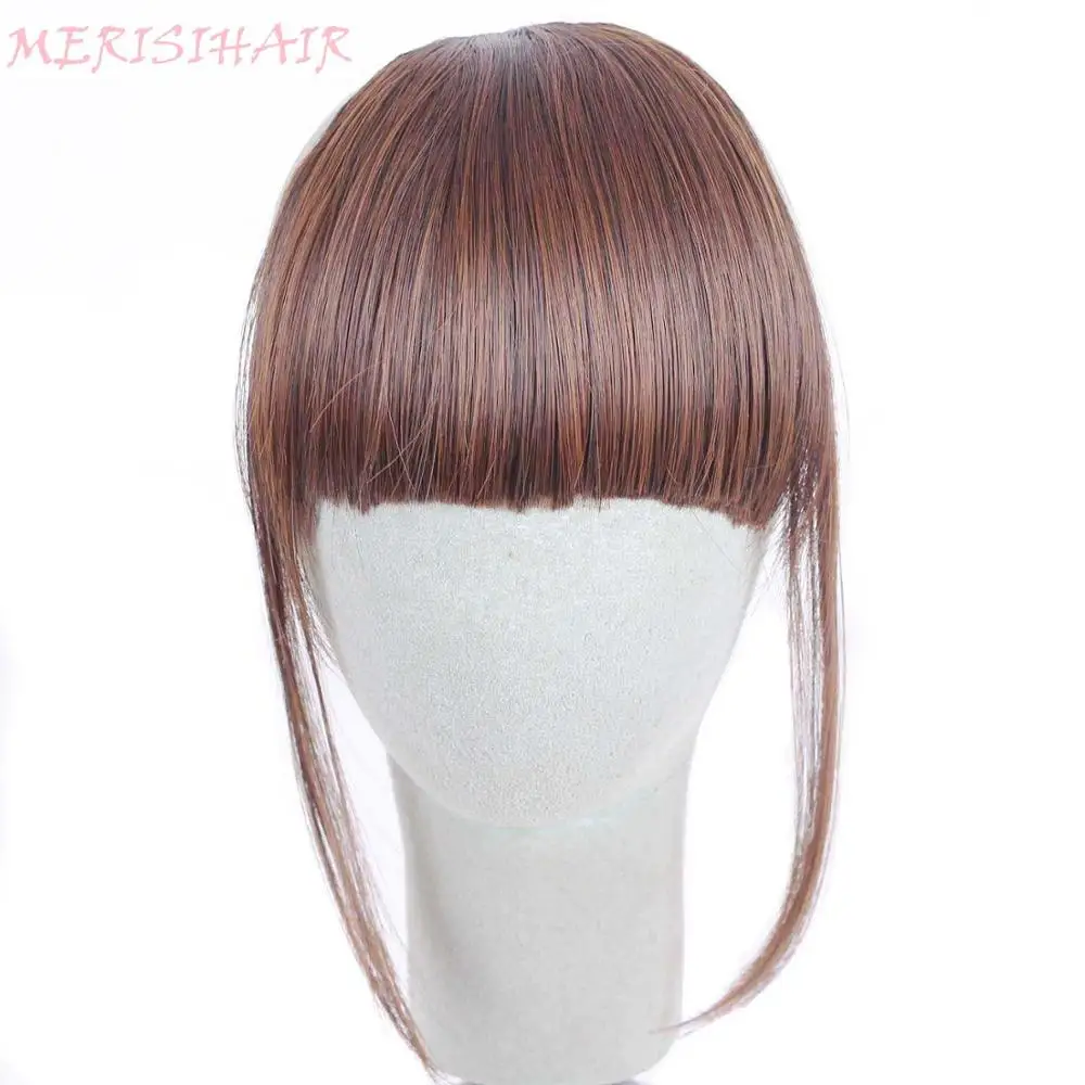 MERISI HAIR 8 Color Clip In Hair Bangs Hairpiece Synthetic Fake Bangs Hair Piece Clip In Hair Extensions