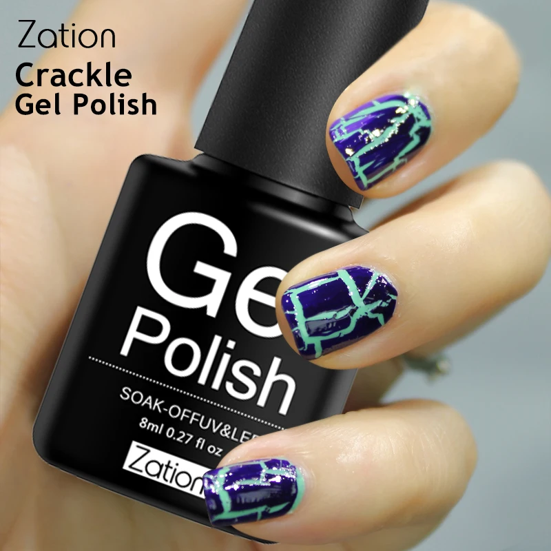 Zation Soak Off Nails Crack UV Nail Gel Lacquer Varnish Crackle