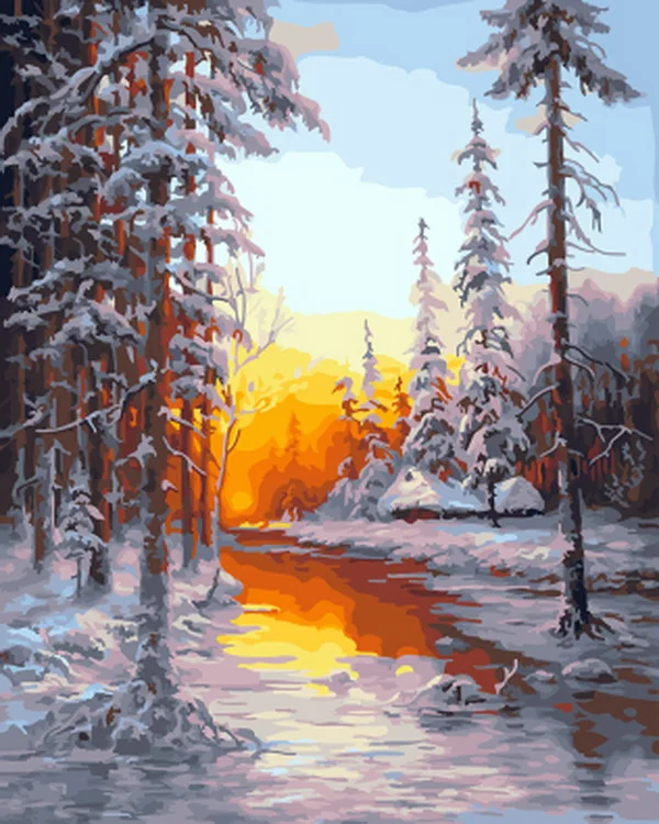 

Unframe diy picture oil painting by numbers paint by number for home decor canvas painting 5065cm the winter of forest