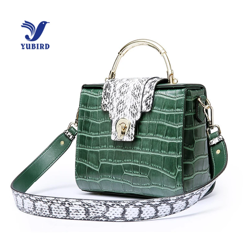 YUBIRD модная женская сумка с металлическими короткими ручками из натуральной кожи, сумка через плечо, женская сумка из крокодиловой кожи