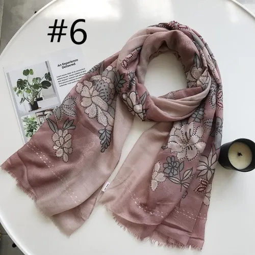 Number 6 color Лидер продаж vintga печать цветы градиент кисточки мусульманские платки хиджаб женский шарф шарфы пашмины бандана шелковый шарф - Цвет: Number 6 color