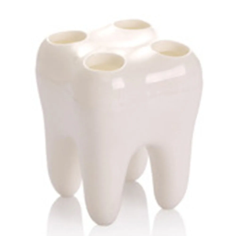 

4 Holes Toothbrush Holder Tooth Shape Contaniner Cute Rack Stylish PS Bracket Shelf Storage Bathroom Accessories Sets Durable