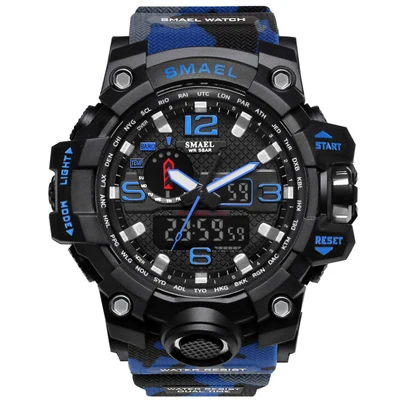 Мужские военные камуфляжные спортивные часы, мужские часы, мужской светодиодный цифровой кварцевые наручные часы, брендовые роскошные Цифровые часы Relogio - Цвет: Camouflage blue