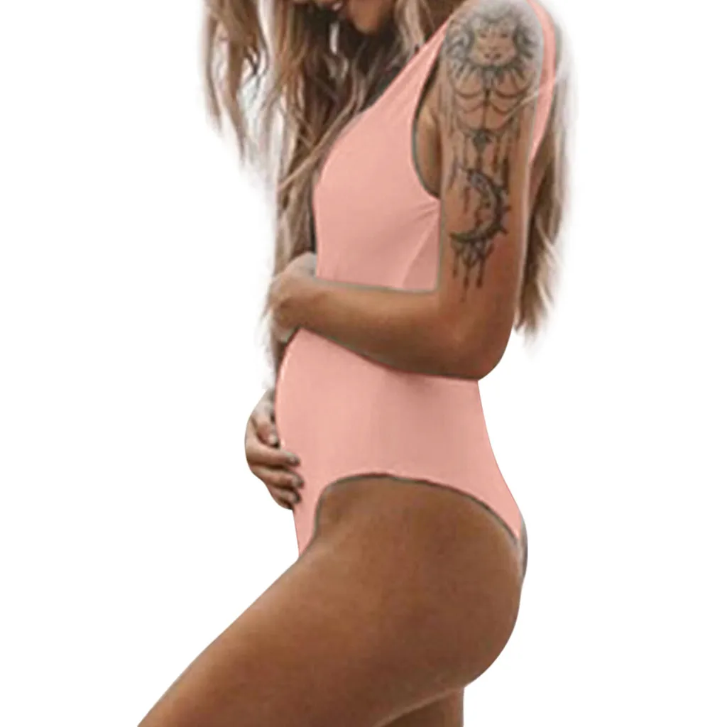 Женская одежда, сексуальный купальник для беременных, танкини, женский летний купальник для кормящих, Одноцветный купальник для беременных, костюм для беременных, Da Bagno - Цвет: Pink