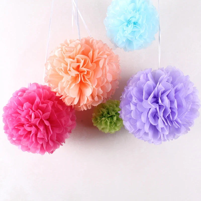 

30pcs 6" 8" 10" ( 15cm 20cm 25cm ) decorative Tissue Paper Pom Poms Mix Color Flower Balls Pompom Wedding party home Decoration